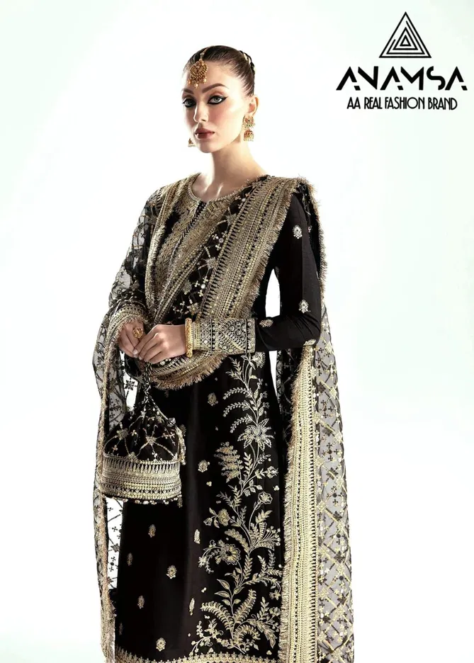 Anamsa 406 Embroidery Wedding Wear Pakistani Suits Wholesalers In Delhi
